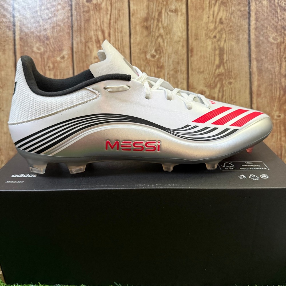 Adidas F50 Messi League Soccer Cleats Mens Size 9 White Lucid Red Silver